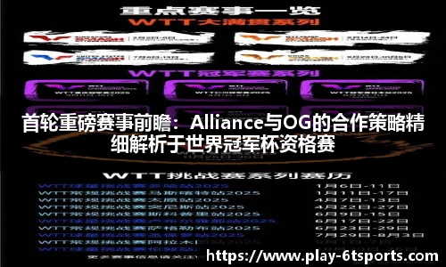 首轮重磅赛事前瞻：Alliance与OG的合作策略精细解析于世界冠军杯资格赛